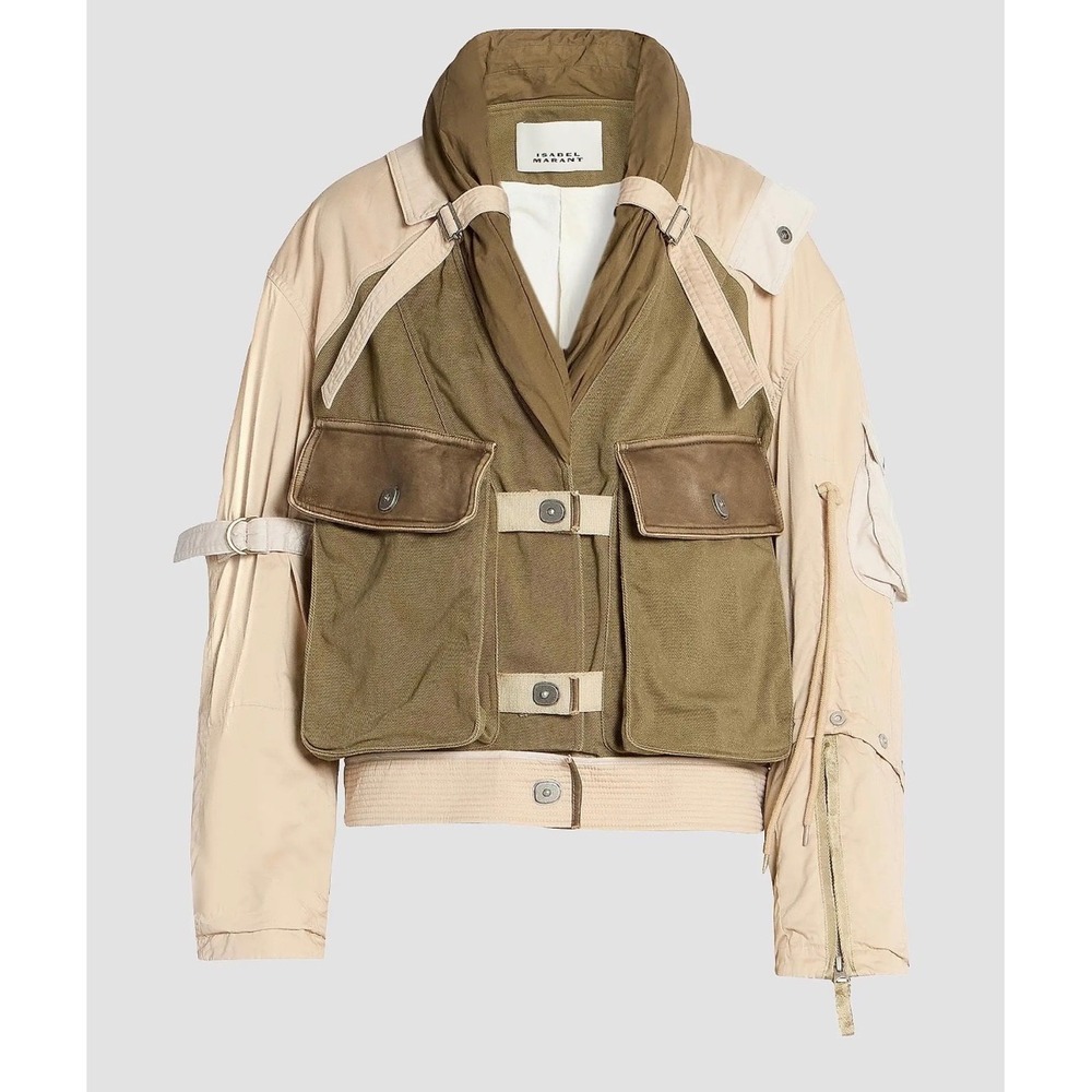 Isabel Marant Gilson Khaki Utility Cargo Paneled Jacket VE0695HA Mens L NEW